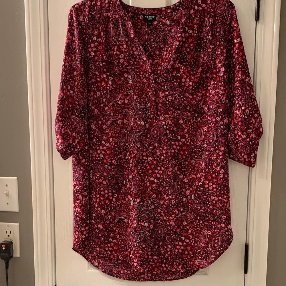 Cato Red Paisley Blouse